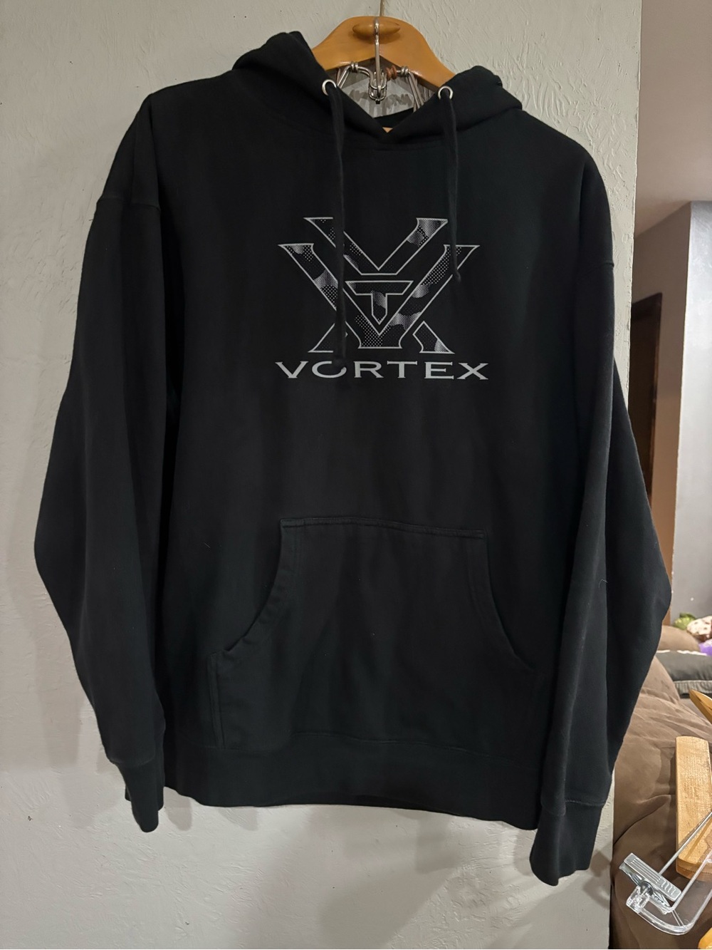 Vortex Optics Outdoors Fleece Hoodie Black/Grey Camo Casual Heavy Mens size XL